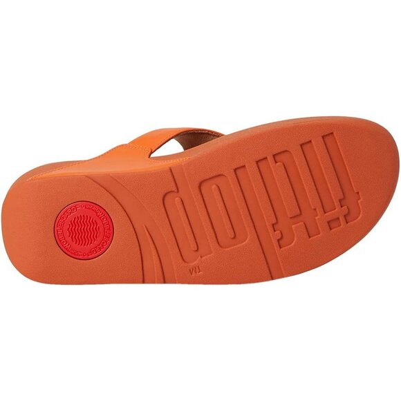 Women's Flip-Flop Thong Sandals Orange Leather Classic Comfort Slip On Shoes - Picture 7 of 9